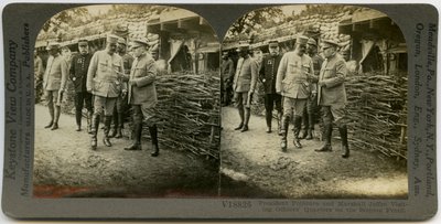French President Raymond Poincare and Marshall Joseph Joffre Meeting with Uniformed Officers by Keystone View Company